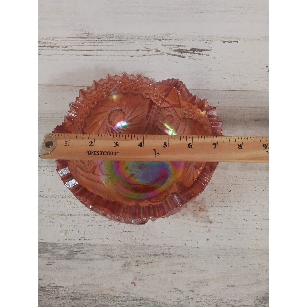 Vintage Pink Imperial Sawtooth Glass Carnival Glass Bowl